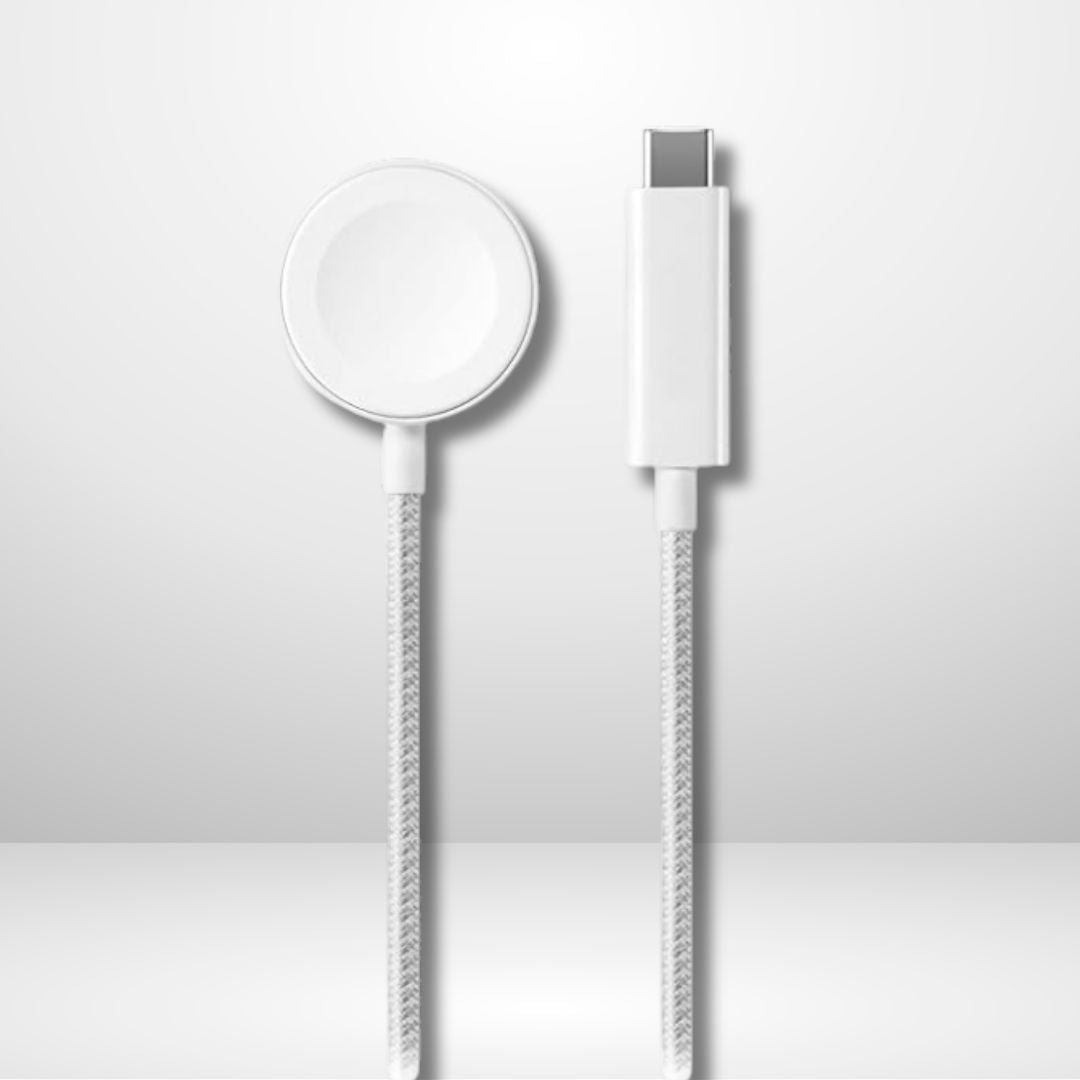 Braided Magnetic Wireless Charging Cable for iwatch (USB Type C) (WHITE)